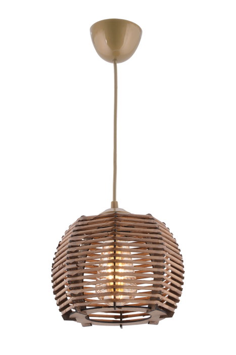 Opviq Lámpara de Madera con Tapa de Bambú Réplica Marrón
